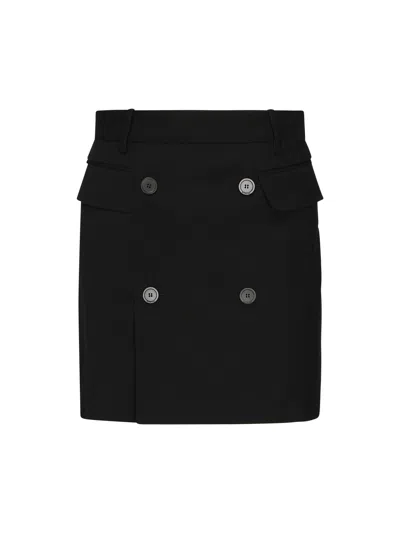 Balenciaga Mini Skirt In Viscose And Wool Twill In Black