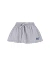 Balenciaga Grey Miniskirt With Logo Embroidery On The Front And Elastic Drawstring Waist In Cotton Woman