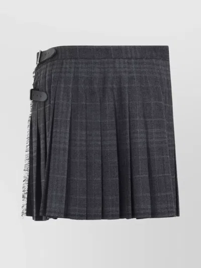 Balenciaga Mini Skirt With Buckle And Fringe Trim In Black