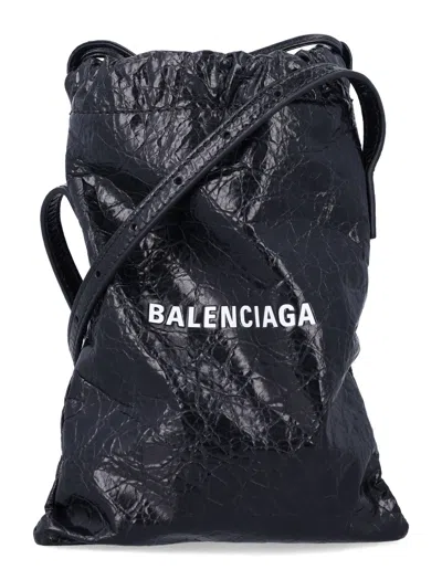 Balenciaga Mini Soft Leather Bag With Adjustable Strap In Black