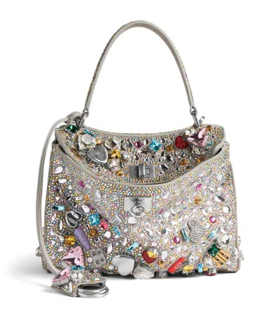 Balenciaga Mini Suede Embellished Rodeo Top-handle Bag In Grey