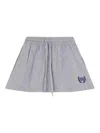 Balenciaga Grey Miniskirt With Logo Embroidery On The Front And Elastic Drawstring Waist In Cotton Woman