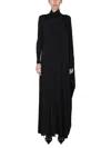 Balenciaga Draped Long Sleeve Maxi Dress In Black