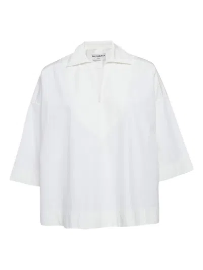 Pre-owned Balenciaga Minimalist Cotton Blouse In White