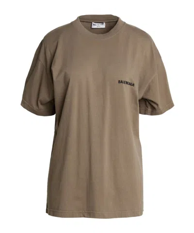 Balenciaga Minimalist Solid-color T-shirt In Khaki