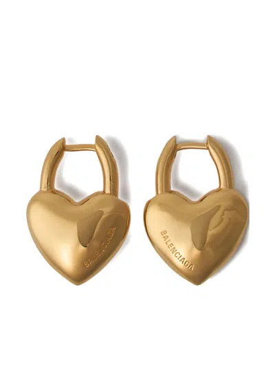 Balenciaga Minnie Heart-shaped Earrings In Gold