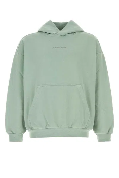 Balenciaga Cotton Sweatshirt With Hood And Pocket In Green