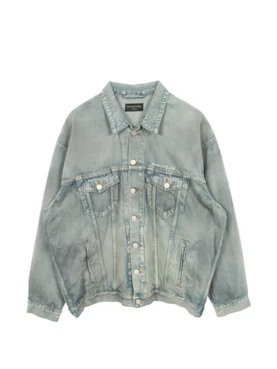 Pre-owned Balenciaga Mirror Logo Denim Jacket In Blue