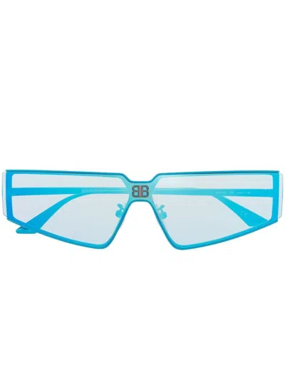 Balenciaga Mirrored Geometric-frame Sunglasses In Blau