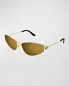 Balenciaga Gold Mercury Rectangular Metal Sunglasses In Gold
