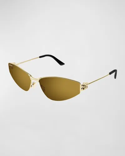 BALENCIAGA MIRRORED METAL CAT-EYE SUNGLASSES