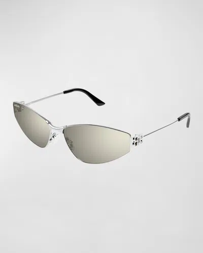 BALENCIAGA MIRRORED METAL CAT-EYE SUNGLASSES