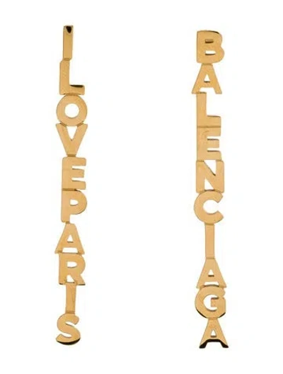 Pre-owned Balenciaga Mismatched I Love Paris & Logo Drop Earrings In Multi