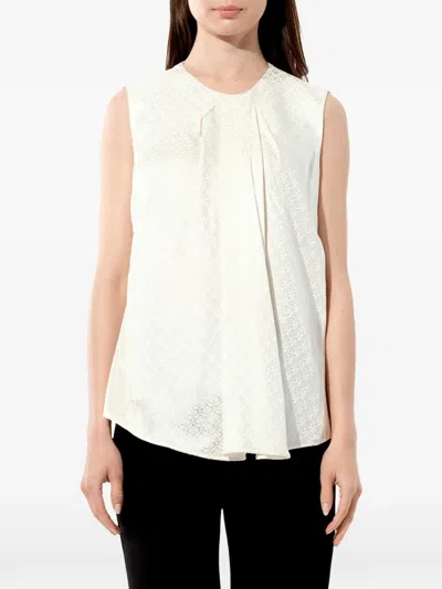 Balenciaga Mix Jacquard Satin Blouse In Neutral