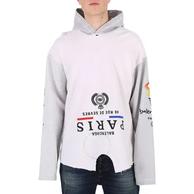Balenciaga Mix Of White Graphic Upside Down Oversize Embroidered Hoodie