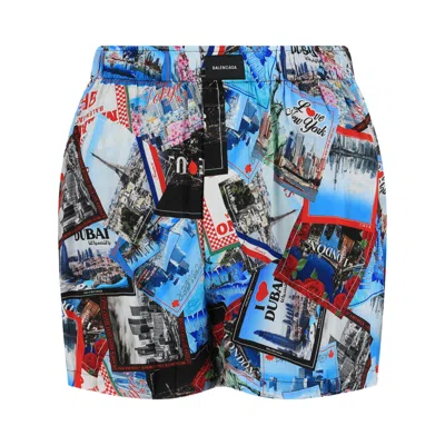 Pre-owned Balenciaga Mixed Scraves Silk Crepe Pyjama Shorts 'multicolor' | Multi-color | Women's Size 40