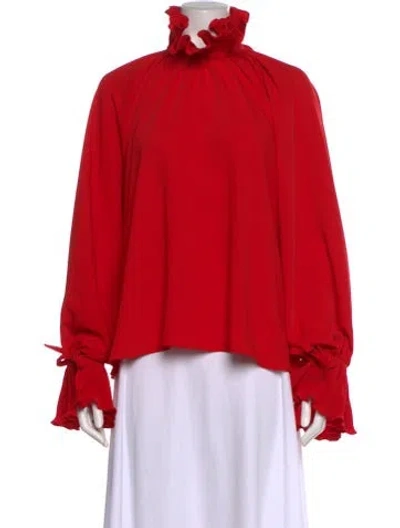 Pre-owned Balenciaga Mock Neck Long Sleeve Blouse In Red