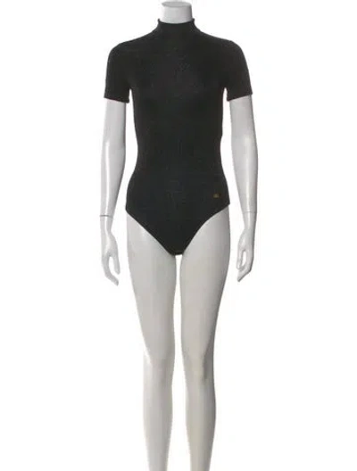 Pre-owned Balenciaga Mock Neck Short Sleeve Bodysuit In Black