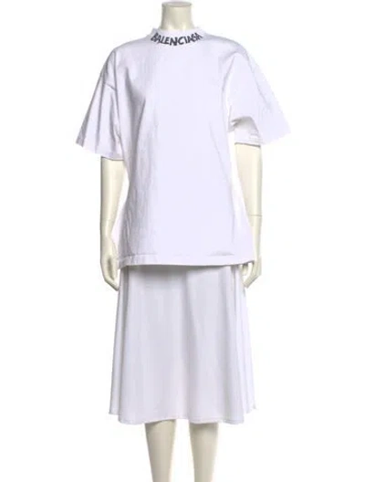 Pre-owned Balenciaga Mock Neck Short Sleeve Tunic In White