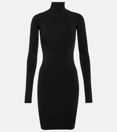 Balenciaga Mockneck Jersey Minidress In Black