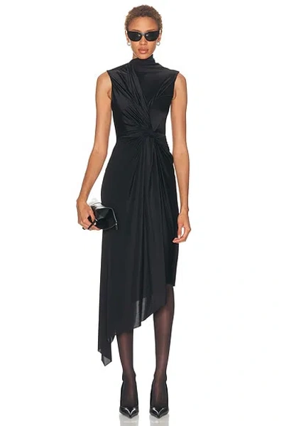 Balenciaga Mockneck Midi Dress In Black