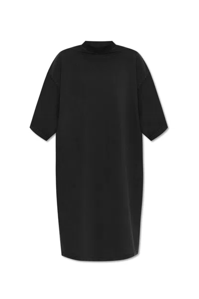Balenciaga Vintage-inspired T-shirt Dress With Ribbed Crew Neck In Black