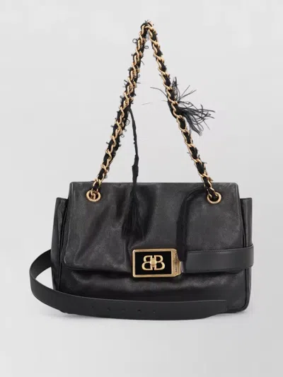 Balenciaga Modu Calf Leather Chain Shoulder Bag In Black