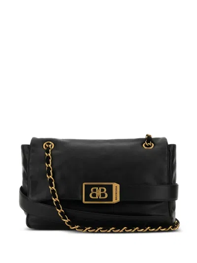 Balenciaga Modu Fthep Medium Handbag With Chain Strap In Black