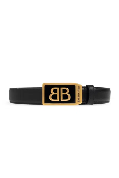 Balenciaga Logo-plaque Belt In Black