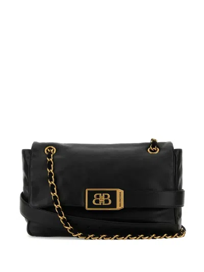 Balenciaga Modu Fthep Medium Handbag With Chain Strap In Black