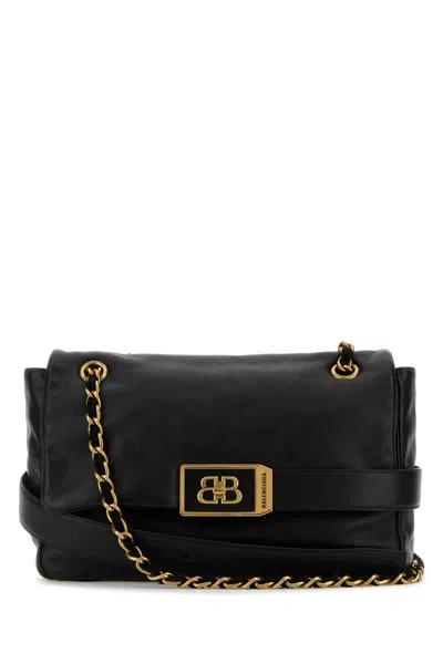 Balenciaga Modu Medium Leather Shoulder Bag In Black