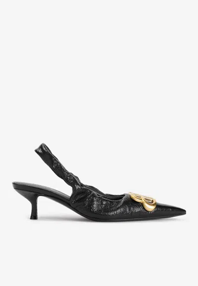 BALENCIAGA MONACO 50 SLINGBACK LEATHER PUMPS