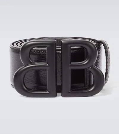 Balenciaga Monaco Bb Leather Belt In Black
