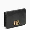 BALENCIAGA BALENCIAGA MONACO BLACK LEATHER CARD CASE WITH LOGO WOMEN