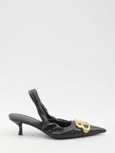 Balenciaga Women Monaco Leather Slingback Pumps In Black