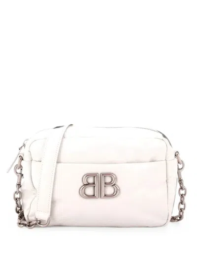 Pre-owned Balenciaga Monaco Camera Bag Leather Xs Crossbody Bag In White