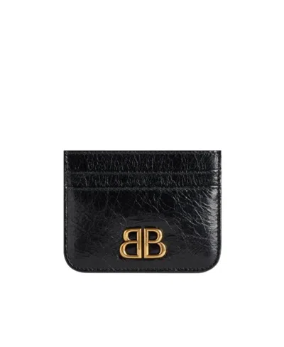 Balenciaga Lambskin Monaco Cardholder In Black