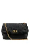 Balenciaga Monaco Crinkled-leather Shoulder Bag In Black