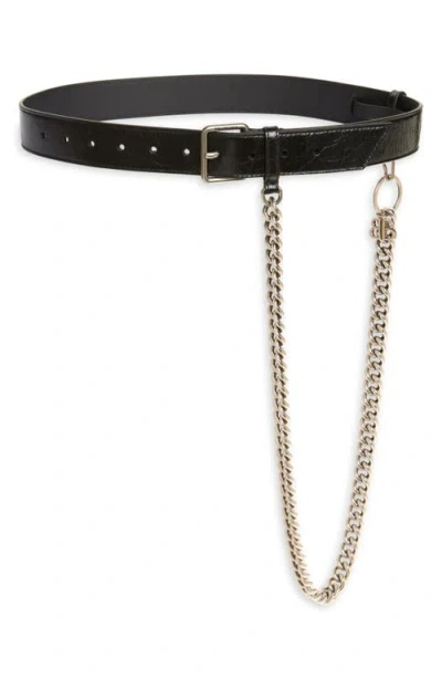 Balenciaga Monaco Chain Detailed Leather Belt In Black