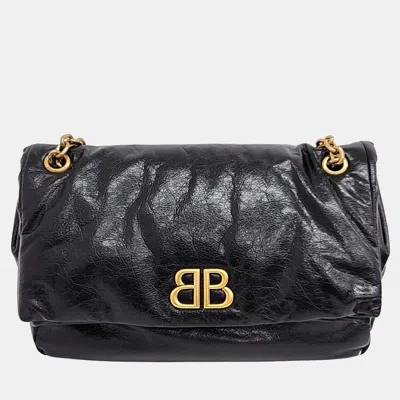 Pre-owned Balenciaga Monaco Chain Shoulder Bag In Black