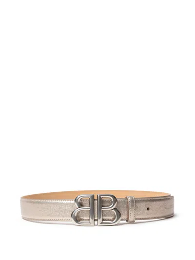 Balenciaga Monaco Color Metal Platinum Belt  In Gray