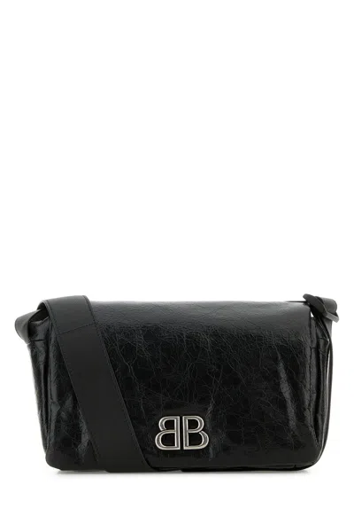 BALENCIAGA BALENCIAGA BLACK LEATHER SMALL MONACO CROSSBODY BAG