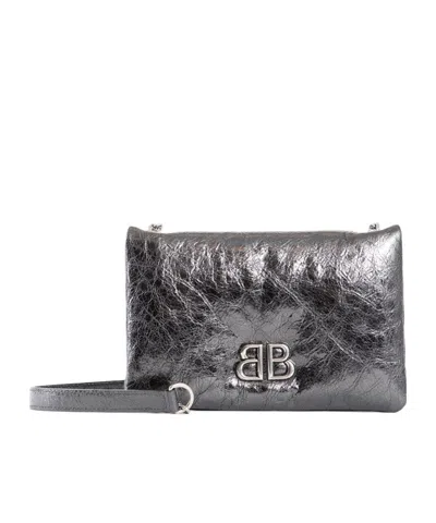 Balenciaga Monaco Flip Shoulder Bag In Gray