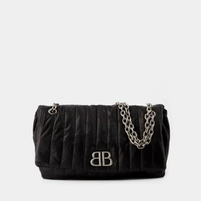 Balenciaga Medium Monaco Chain-strap Quilted Shoulder Bag In Black
