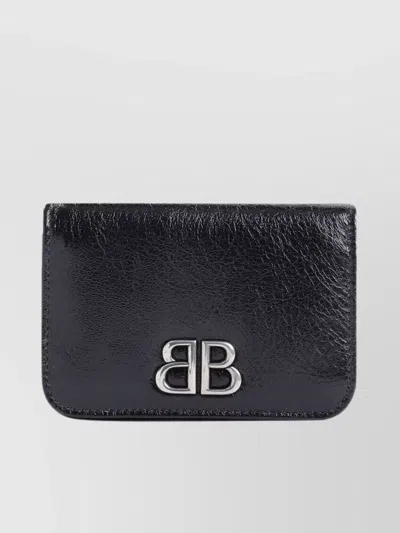 Balenciaga Monaco Lamb Leather Bi-fold Credit Card Case In Black