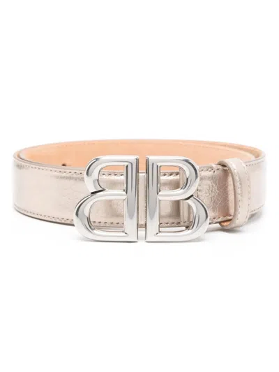 Balenciaga Monaco Leather Belt In Gold