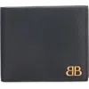 Balenciaga Monaco Leather Bifold Wallet In Black