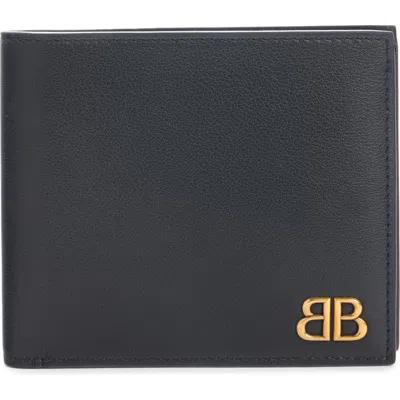 Balenciaga Monaco Leather Bifold Wallet In Black