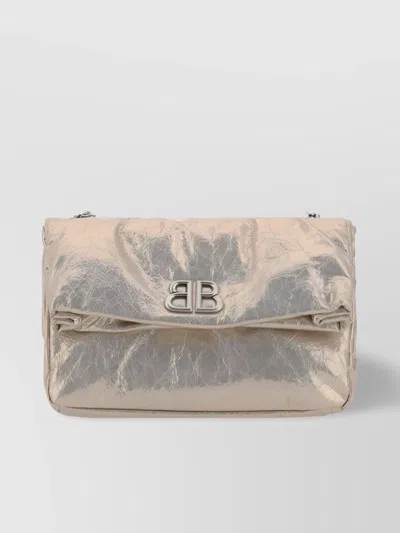 Balenciaga Monaco Leather Shoulder Bag In Neutral