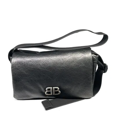 Balenciaga Monaco Logo Shoulder Bag In Black